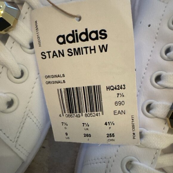 adidas Originals Stan Smith W White Silver‎ Gold Women 9 Classic Shoe HQ4243 - Picture 10 of 10